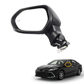 Left Driver Side Door Mirror Assembly Compatible with Toyota Camry 2018-2024 Power Heated Turn Signal Lights Glass Blind Spot Detection Manual Folding 7 Pins TO1320368 87940-06840